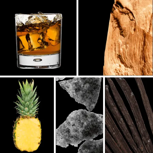 Duftnoten: Run, Zedernholz, Ananas, Moschus, Vanille Duftnoten: Run, Zedernholz, Ananas, Moschus, Vanille