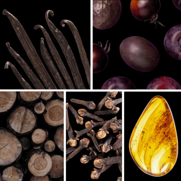 Duftnoten: Vanille, Pflaume, holzige Noten, Nelke, Amber