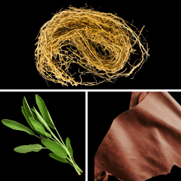 Duftnoten des Profumo D’oro Herrenparfums mit Muskatellersalbei, Leder und Vetiver – dunkel, aromatisch und holzig