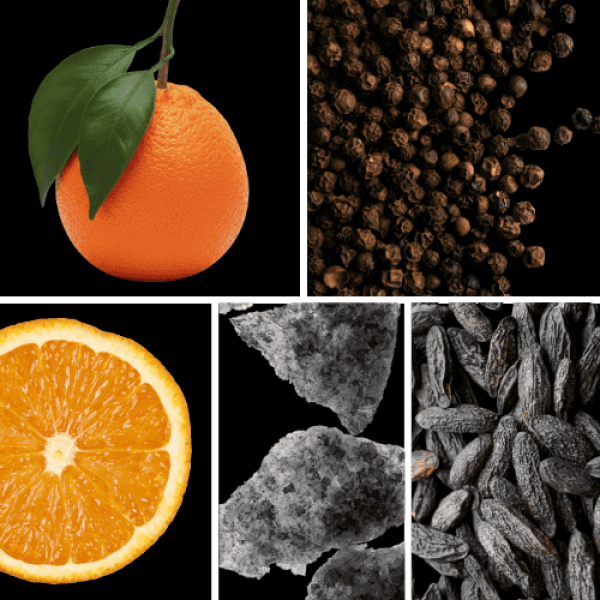Duftnoten: Mandarine, Pfeffer, Orange, Moschus, Tonkabohne