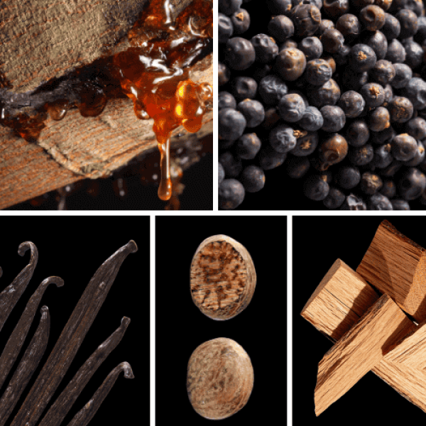 Duftnoten: Amber, Wacholderbeeren, Vanille, Muskat, Sandelholz