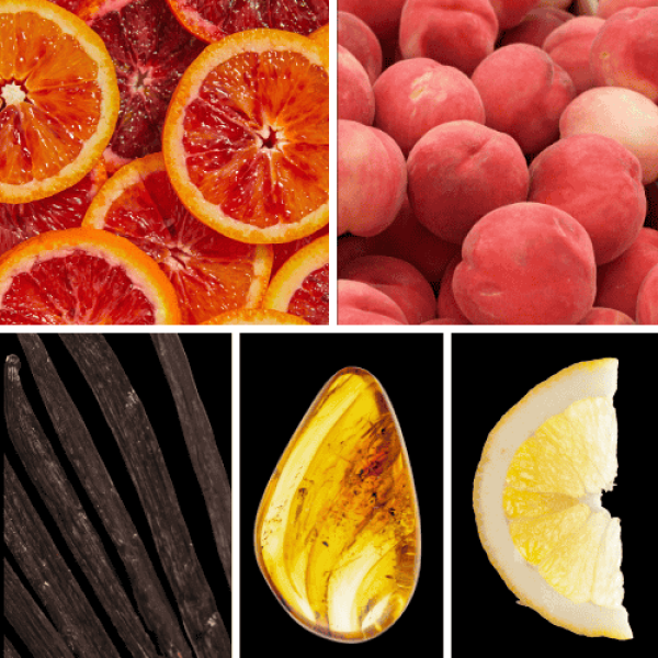 Duftnoten: Orange, Pfirsich, Vanille, Bernstein, Zitrone