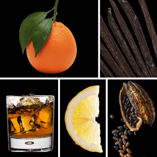 Duftnoten: Orange, Vanille, Rum, Zitrone, Kakao