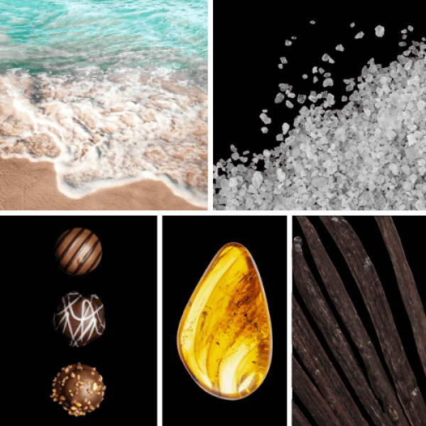 Duftnoten: ozonische Noten, Meersalz, Praline, Amber, Vanille