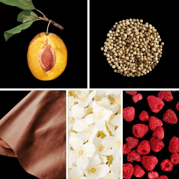 Duftnoten: Pflaume, weißer Pfeffer, Leder, Jasmin, Himbeere
