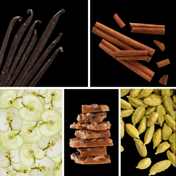 Duftnoten: Vanille, Zimt, Apfel, Toffee, Kardamom