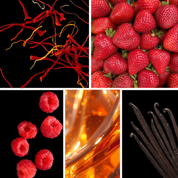 Duftnoten:Safran, Himbeere, Erdbeere, Vanille; Amber